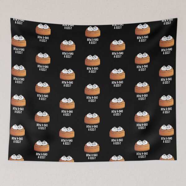 Item preview, How A-bao A Kiss Funny Dimsum Puns (Dark BG) designed and sold by punnybone.