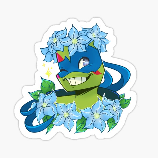 Blue Clematis Turtle Sticker