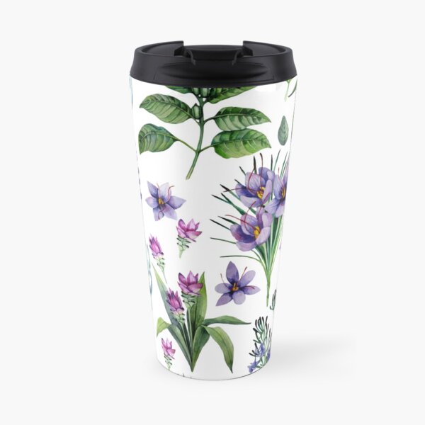 Aquarell botanische Sammlung von Kräutern und Gewürzen Thermobecher