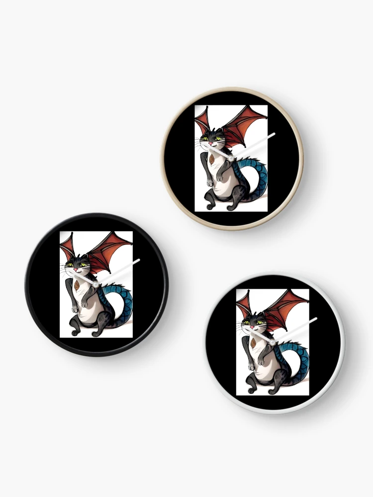 Thumbnail 3 of 4, Clock, Dragon Cat designed and sold by TiltedCode.