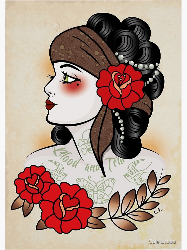 Thumbnail 3 of 3, Photographic Print, Flapper girl with tats designed and sold by Cale Lobba.
