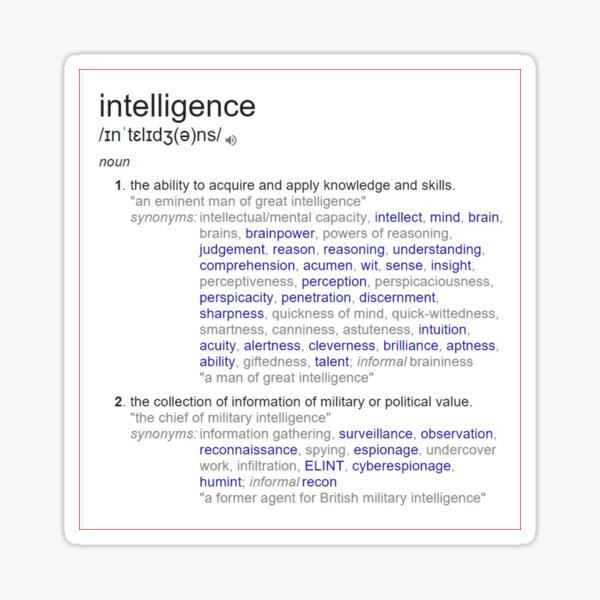 What intelligence means ? Sticker