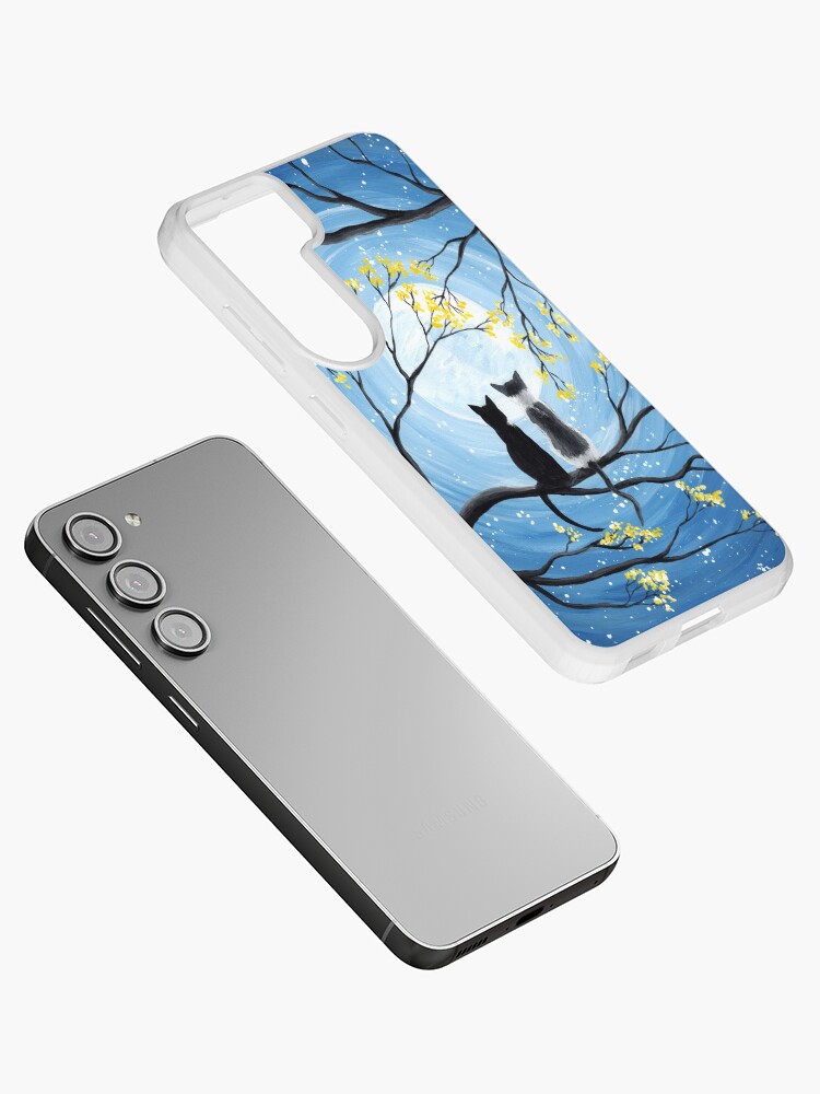 Thumbnail 2 of 4, Samsung Galaxy Phone Case, Cats Full Moon designed and sold by ironydesigns.