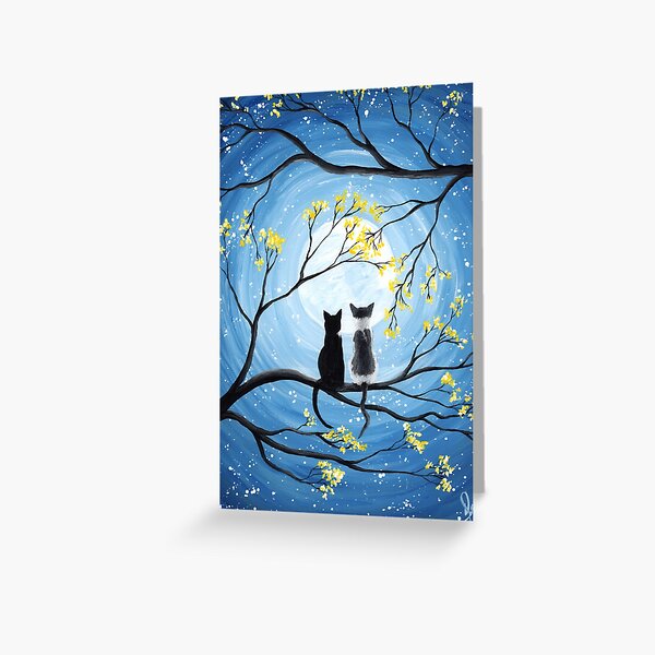 Vista previa del artículo con la obra «Gatos luna llena», diseñado y vendido por ironydesigns.