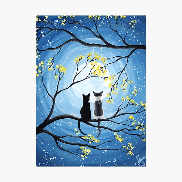 Vista previa del artículo con la obra «Gatos luna llena», diseñado y vendido por ironydesigns.