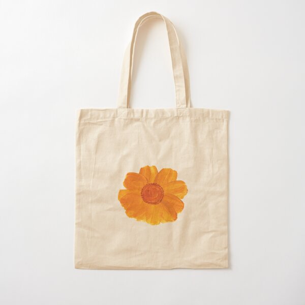 Fall Flowers - Orange Yellow Cotton Tote Bag