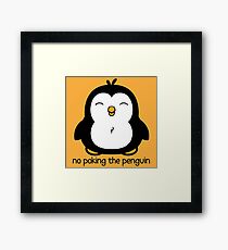 No Poking The Penguin Cartoon Framed Print