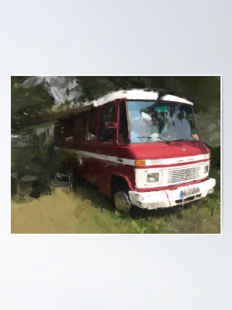 Red White Dudo Mercedes Benz 508d 608d Poster By Subwhite Redbubble