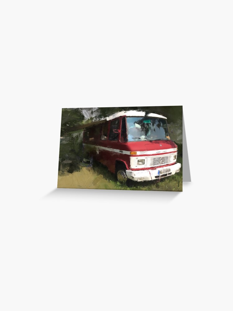 Red White Dudo Mercedes Benz 508d 608d Greeting Card By Subwhite Redbubble