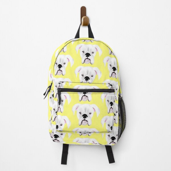 Item preview, WHITE BOXER DOG PUPPY HALFTONE LIGHT YELLOW designed and sold by GIVENGRACE.ART.