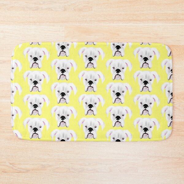 Item preview, WHITE BOXER DOG PUPPY HALFTONE LIGHT YELLOW designed and sold by GIVENGRACE.ART.