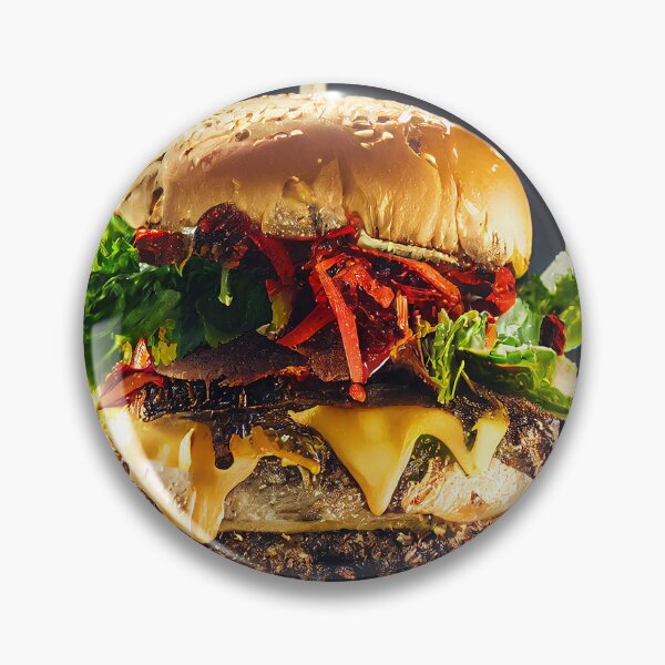 Item preview, Big double beef burger on the wooden board, food photography, computer AI generated art designed and sold by SvetlanaSF.