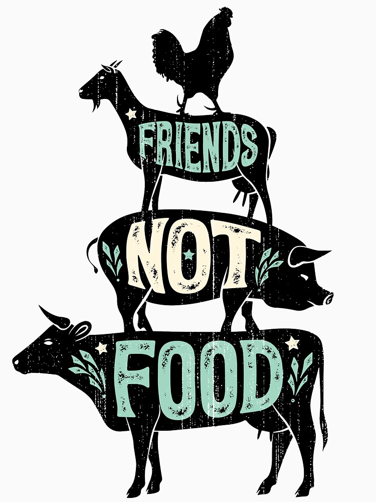 Disover Friends Not Food - Vegan Vegetarian Animal Lovers T-Shirt - Vintage Distressed | Essential T-Shirt