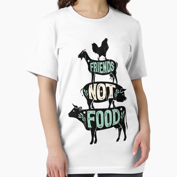 Artikel-Vorschau von Friends Not Food - Veganes vegetarisches Tierliebhaber-T-Shirt - Vintage Distressed, designt und verkauft von LiqueGifts.