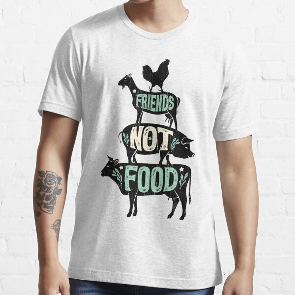 Disover Friends Not Food - Vegan Vegetarian Animal Lovers T-Shirt - Vintage Distressed | Essential T-Shirt