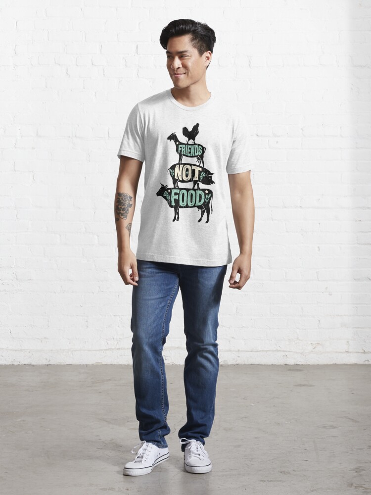 Discover Friends Not Food - Vegan Vegetarian Animal Lovers T-Shirt - Vintage Distressed | Essential T-Shirt