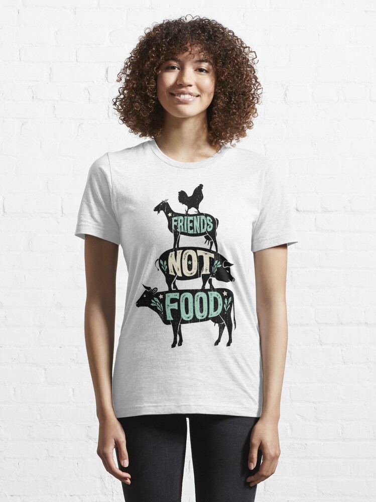 Disover Friends Not Food - Vegan Vegetarian Animal Lovers T-Shirt - Vintage Distressed | Essential T-Shirt