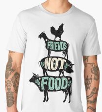 Friends Not Food - Vegan Vegetarian Animal Lovers T-Shirt - Vintage Distressed Men's Premium T-Shirt