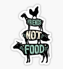 Friends Not Food - Vegan Vegetarian Animal Lovers T-Shirt - Vintage Distressed Sticker