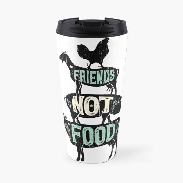 Friends Not Food - Vegan Vegetarian Animal Lovers T-Shirt - Vintage Distressed Travel Mug
