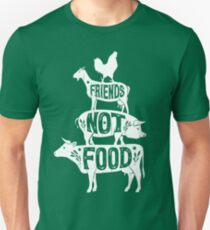 Friends Not Food - Vegan Vegetarian Animal Lovers T-Shirt - Vintage Distressed Slim Fit T-Shirt
