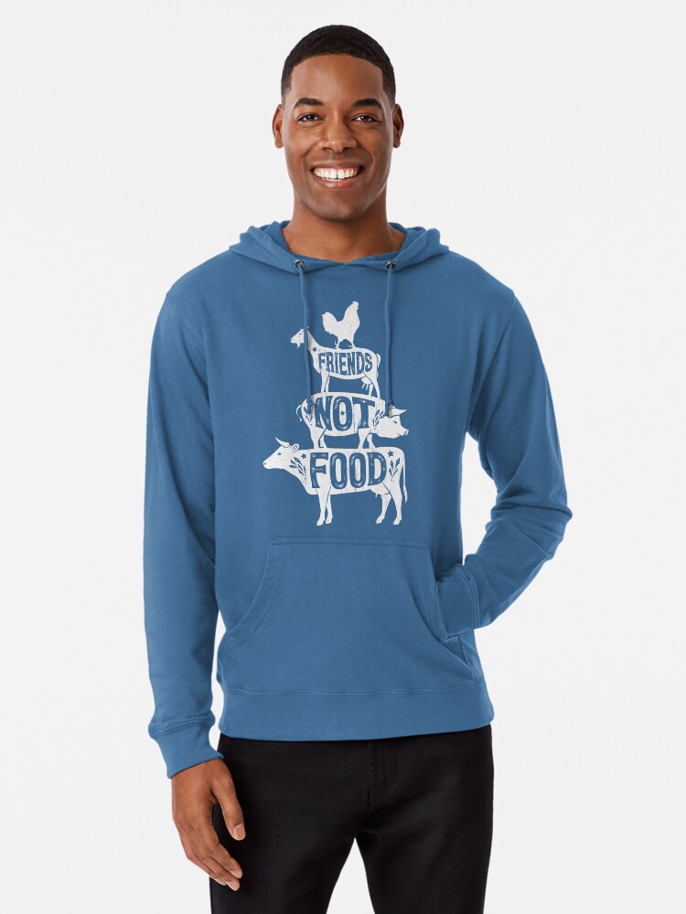 Friends Not Food Vegan Vegetarian Animal Lovers T-Shirt Vintage  Distressed Lightweight Hoodie
