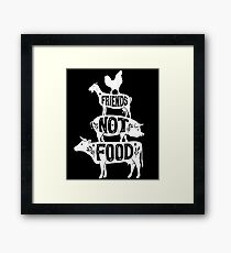 Freunde nicht essen - vegane vegetarische Tierliebhaber T-Shirt - Vintage Distressed Gerahmtes Wandbild