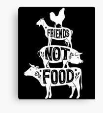 Lienzo Friends Not Food - Camiseta Vegan Vegetarian Animal Lovers - Vintage Distressed