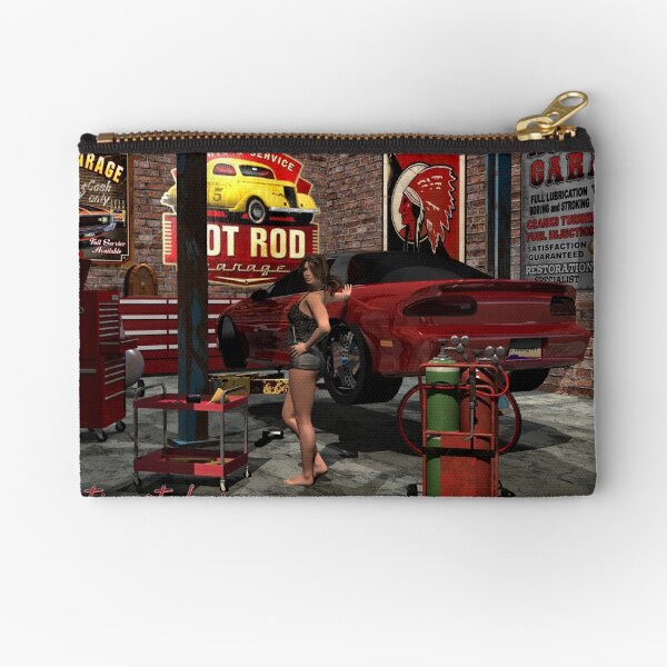 Get Busy Garage Pinup Zipper Pouch