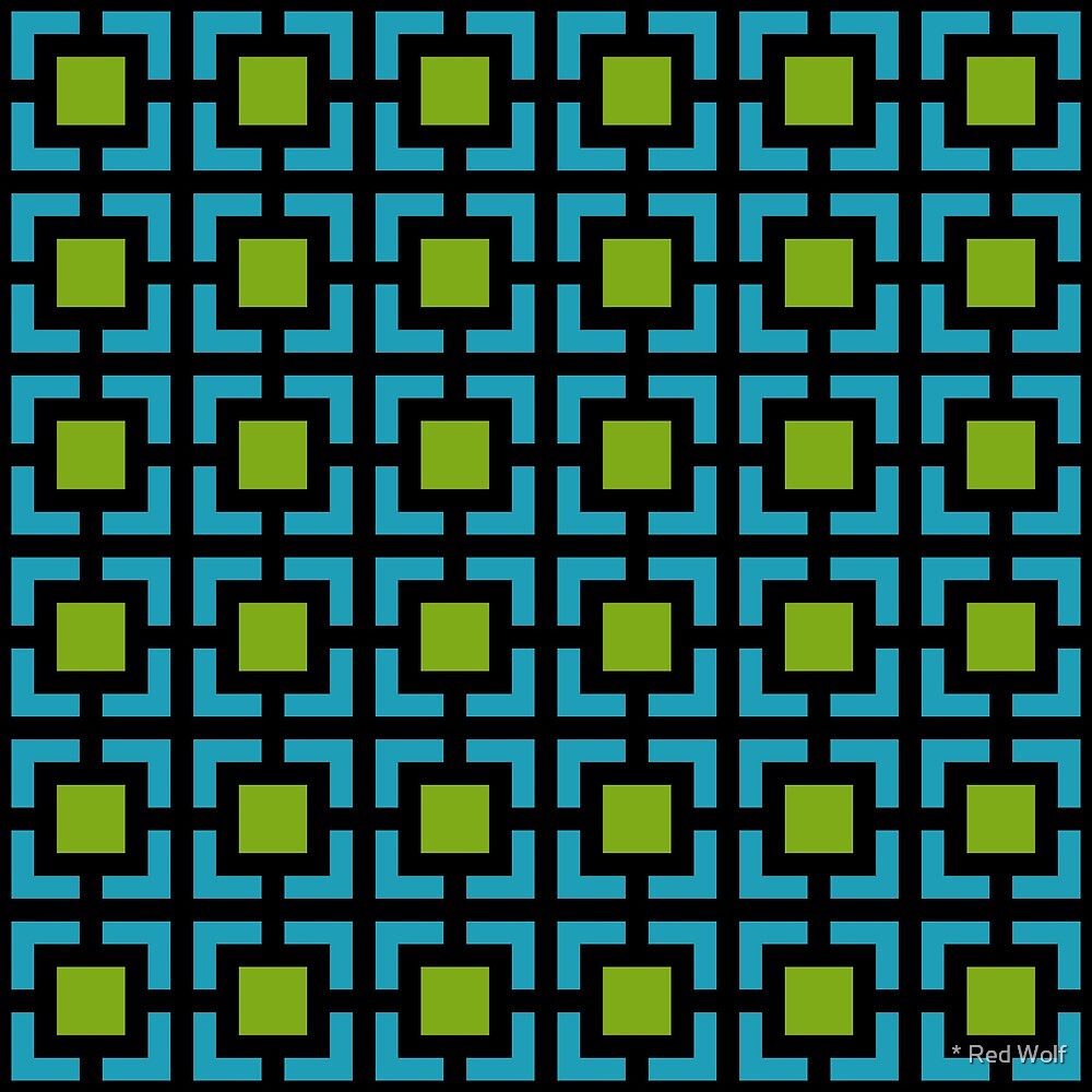 Geometric Pattern: Square Bracket: Green/Blue by * Red Wolf
