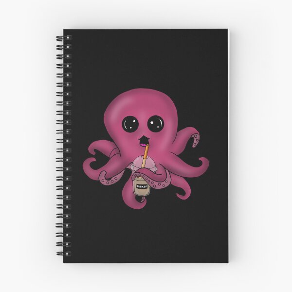 Item preview, Bubbles the pink octopus drinking coffee  designed and sold by ArtandSoulKacey.
