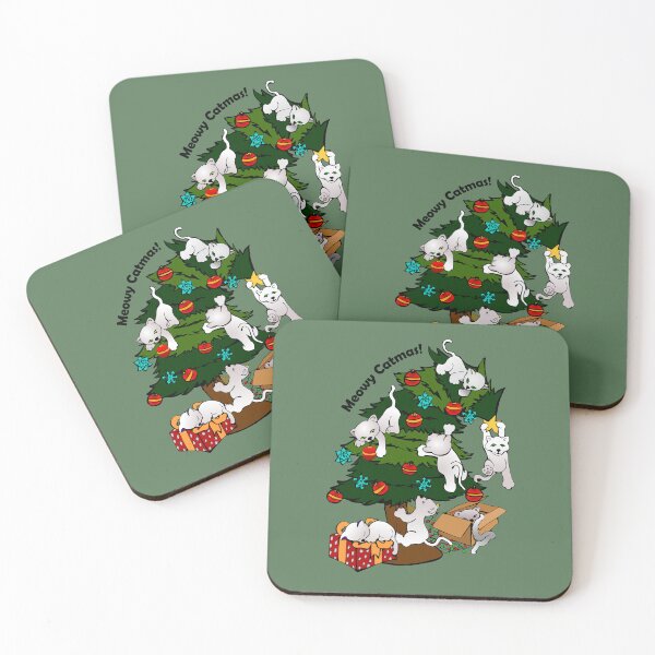 Item preview, Meowy Catmas Tree * Merry Christmas with white light cats. designed and sold by MyThingNow.