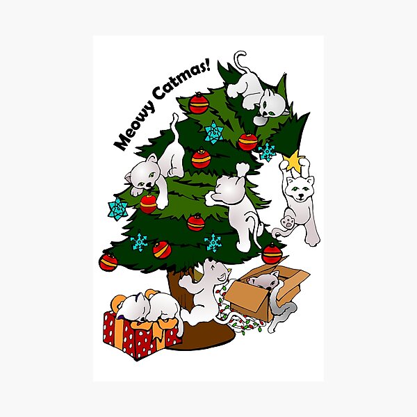Item preview, Meowy Catmas Tree * Merry Christmas with white light cats. designed and sold by MyThingNow.