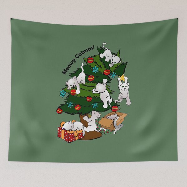 Item preview, Meowy Catmas Tree * Merry Christmas with white light cats. designed and sold by MyThingNow.