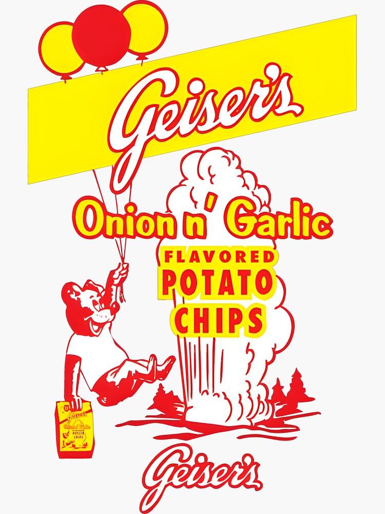 "geiser's onion n' garlic potato chips" Sticker for Sale by ElseKurz