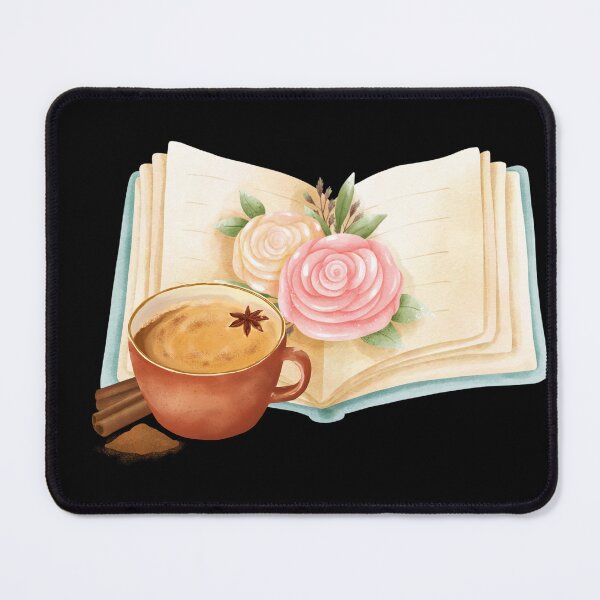 Item preview, flowery books and tea designed and sold by ApurwaArtShop.