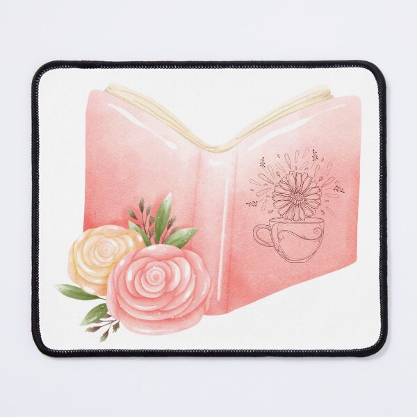 Item preview, flowery books and tea designed and sold by ApurwaArtShop.