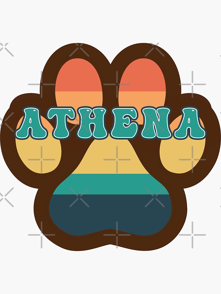 "Athena Dog Name Vintage Sunset Paw Prints on Brown Athena Dog Name