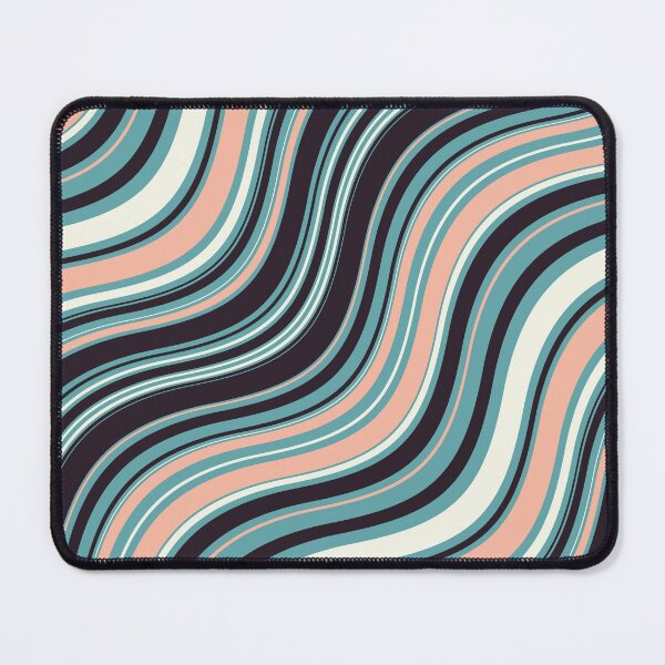 Item preview, Psychedelic Retro 60s Style Colorful Wave Stripes Pattern in Teal Black White and Pink designed and sold by artis-expressio.
