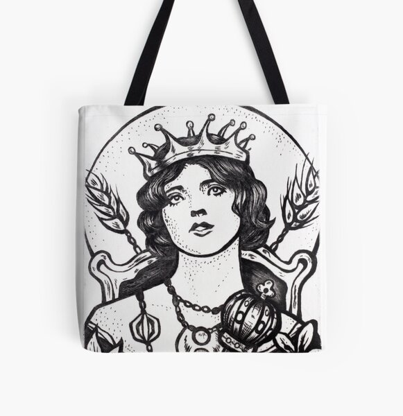 "The Empress" - Illustration (Etching) Allover-Print Tote Bag