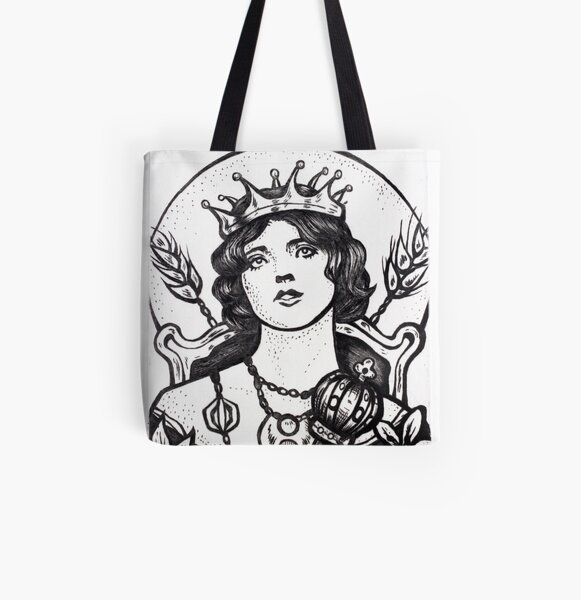 "The Empress" - Illustration (Etching) Allover-Print Tote Bag