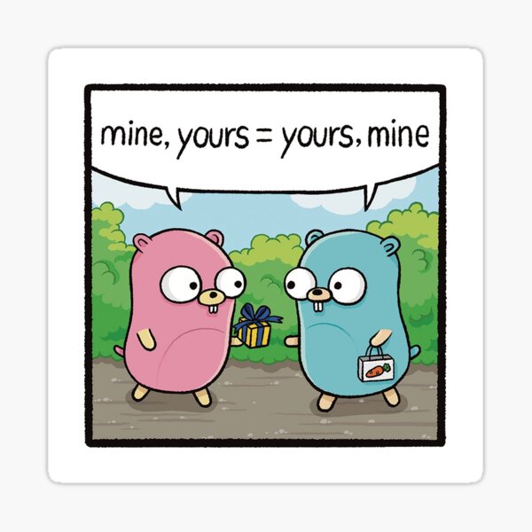 Gopher says in Go: swap Sticker