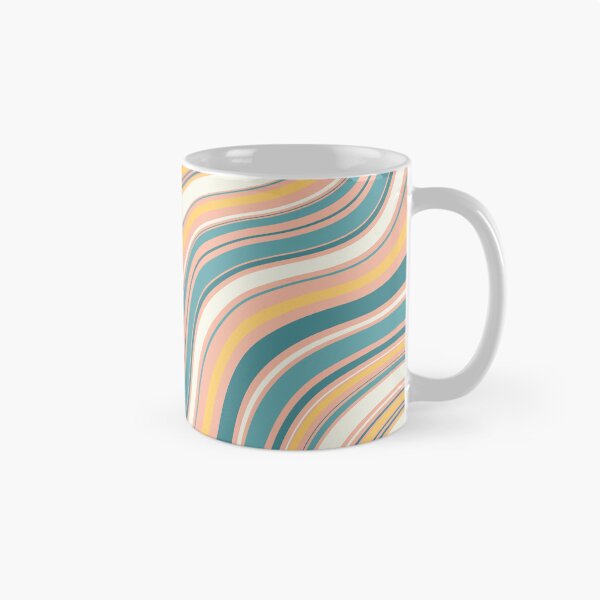 Item preview, Psychedelic Retro 60s Style Colorful Wave Stripes Pattern in Yellow Pink White and Teal designed and sold by artis-expressio.