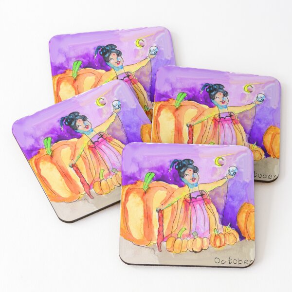 Item preview, October: Chinese Tang Dynasty Lady in Hanfu celebrating Halloween in a Pumpkin Patch designed and sold by Junpeiberry.