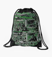 Circuit Board Green Drawstring Bag