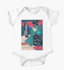 Papiercollage mit Stickerei Baby Body Kurzarm