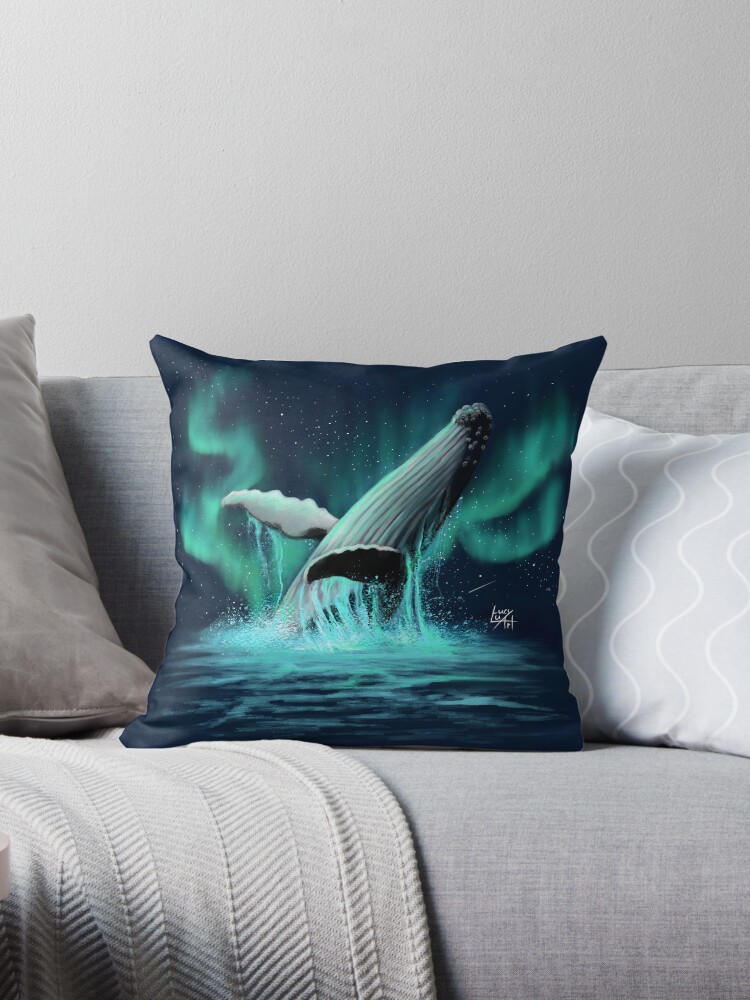 Whale shop throw pillow