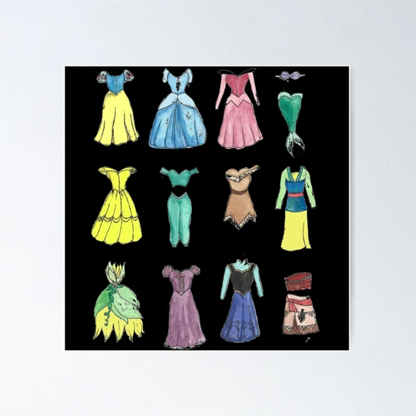 all disney princess dresses Disney: Top 10 Gowns, Ranked inspired by memorable movie moments Princess-Dresses" Poster for Sale by
