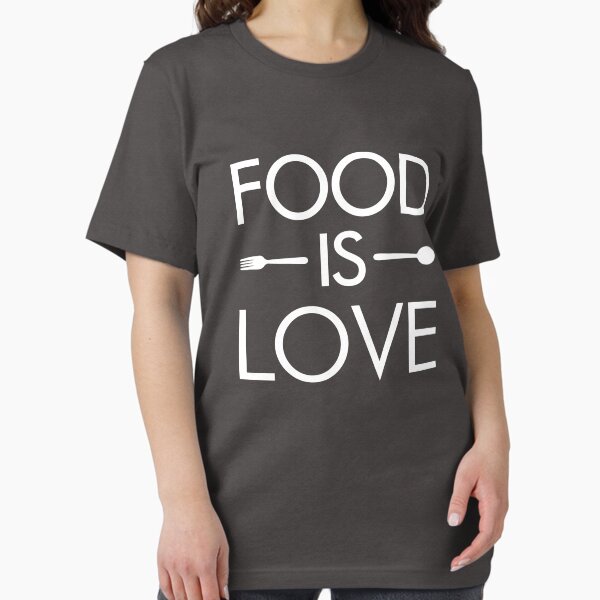 Vista previa del artículo con la obra «La comida es amor», diseñado y vendido por EvergreenKings.