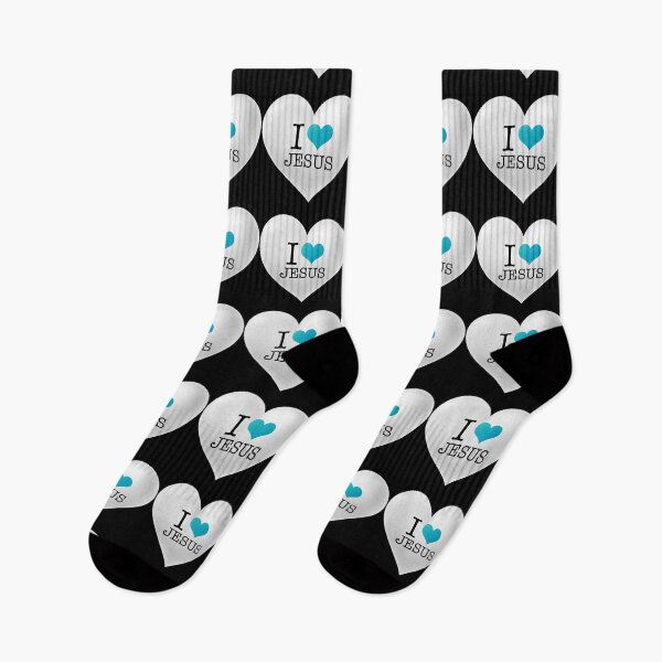 Item preview, I Love (Aqua Heart) Jesus! (with White Heart on Black) designed and sold by PawsitiveMum.